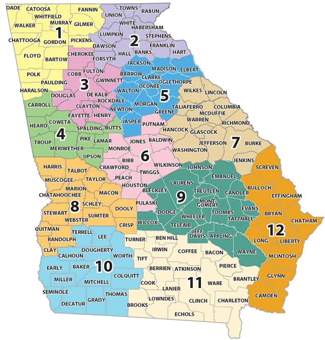 Georgia Regions by County